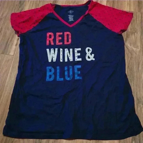 Women's‎ St. John's Bay T-Shirt, Size L, Blue & Red - Picture 1 of 4